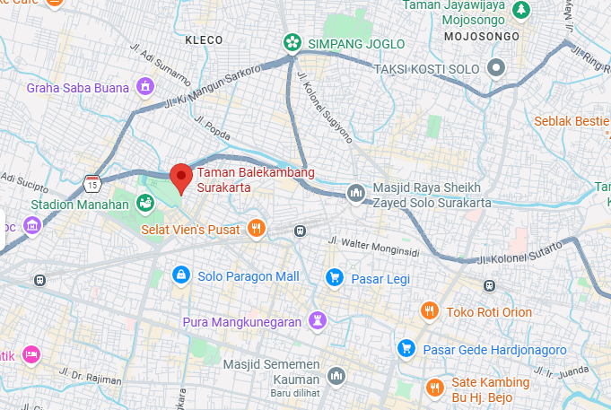 Peta lokasi Taman Balekambang Solo
